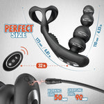 Remote-Controlled Prostate Massager with Anal Beads & Vibrating Cock Ring for Men