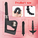 Handheld Sex Machine with Vibrator, Dildo, Anal Plugs, Thrust Modes for All