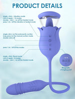 Rose Vibrator for Women - APP Remote, 8 Thrust & 10 Tongue Vibration, Heated Toy