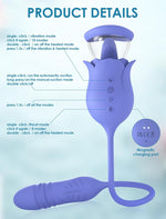 5-in-1 Heated Rose Vibrator with Thrusting & Tongue Motion, App-Controlled Toy