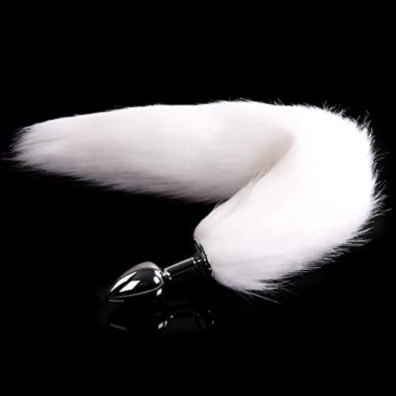 Ooiixx Sexy Fox Tail Cosplay Anal Plug Anal Butt Plug Adult Sex Toys for Women Men Couple Stainless Steel Anal Plug (White)