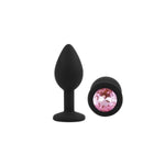 Silicone Anal Plug with Acrylic Base, Multiple Colors (Black-Pink)