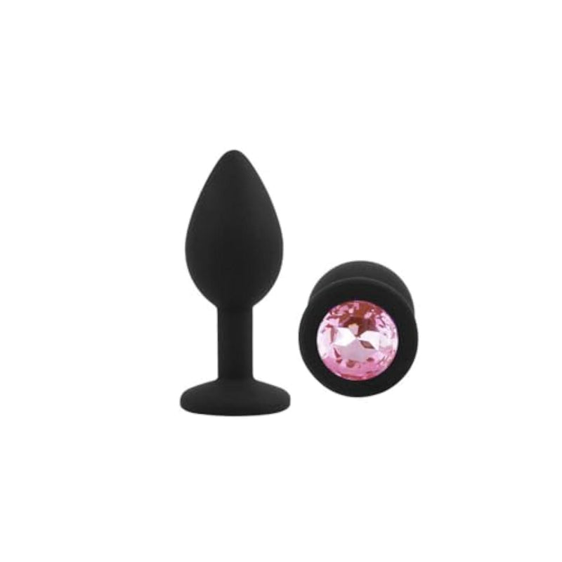 Silicone Anal Plug with Acrylic Base, Multiple Colors (Black-Pink)