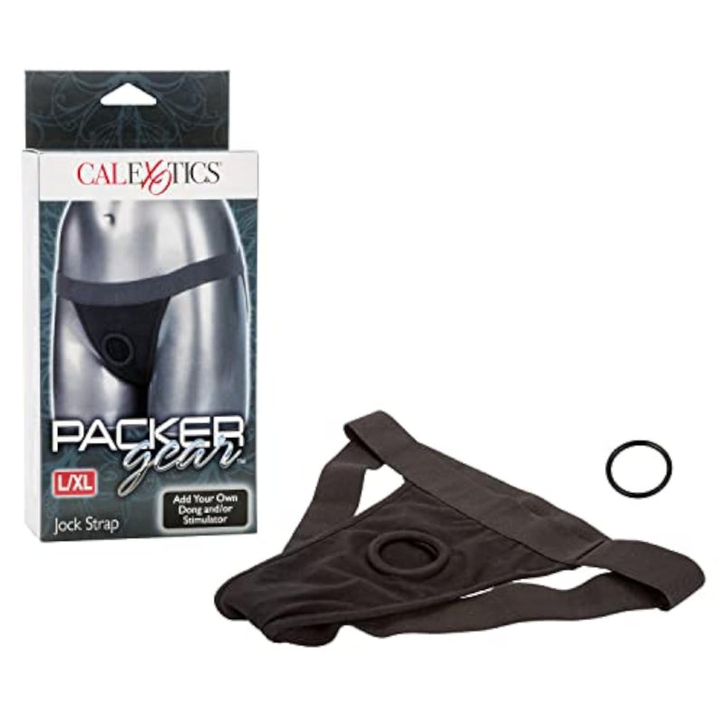Packer Gear Black Jock Strap Harness – Adult Sex Toy Strap On Dong Packer Probes for Couples - L / XL