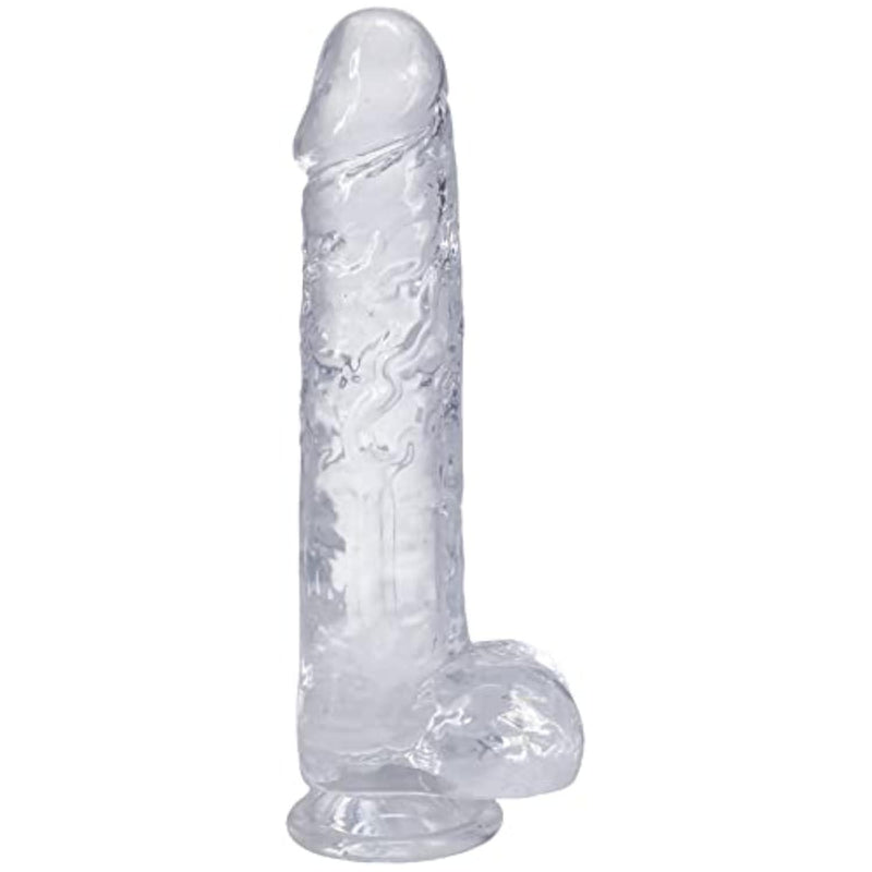 Doc Johnson Really Big Dick in A Bag - 10 inch - Suction Cup Base, Total Length: 10 in. (25.4 cm), Insertable Length: 8.75 in. (22.2 cm), Width/Diameter: 2 in. (5.1 cm), Crystal Clear TPE
