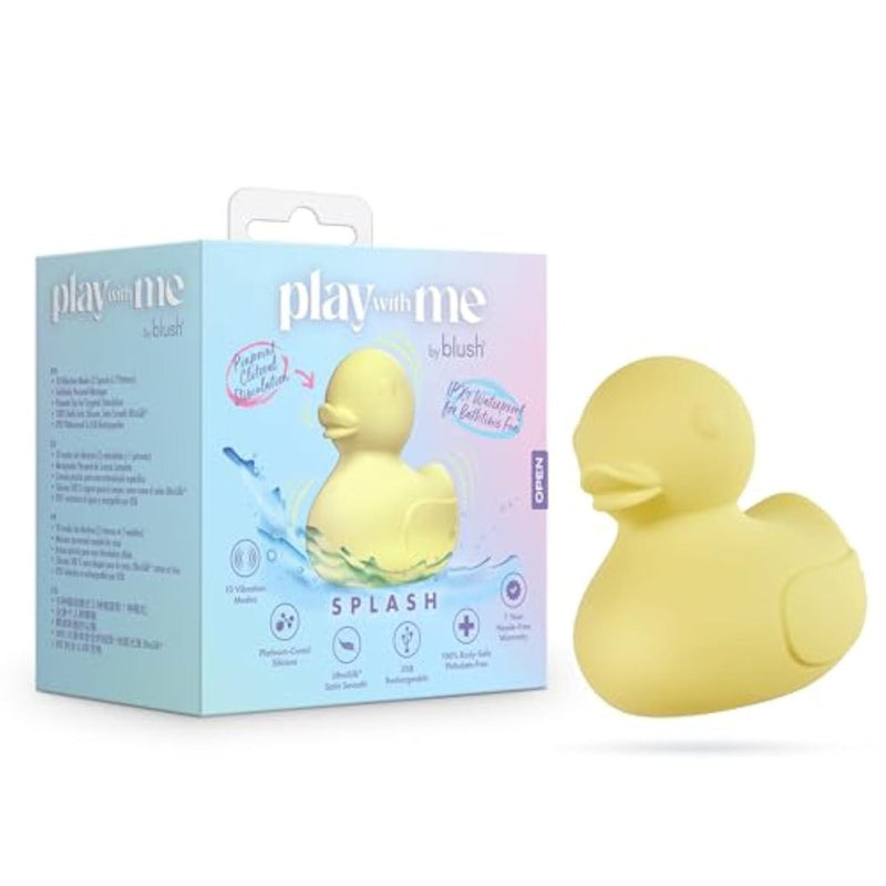 Blush Play With Me: Splash Duck 3" Clitoral Vibrator ~ 10 Powerful Vibrations ~ Neck Nipple Vaginal Play Stimulator & Full Body Massager ~ Luxury Silicone Vibrators Sex Toys for Women Couples ~ Yellow