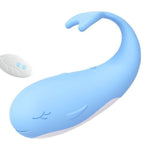 10 Modes Remote Wearable Jump Egg Dolphin Shape Female Vibrator- Silicone Clitoal Vibrator G Spot Vibrator with Heating Adult Sex Toy for Women Man (Blue)