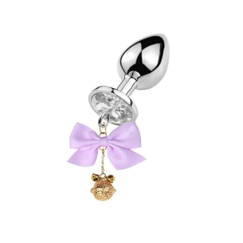 Couples Sex Toys Sm Training Bell Metal Bullet Anal Plug Bow Butt Plug with Expanded Jewelry Base