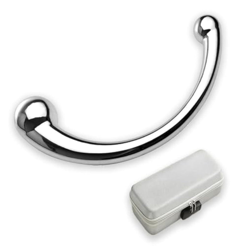Curve Double Ended Prostate Massager Stainless Steel Dildo G Spot Wand Massage Stick Pure Metal Penis P-Spot Stimulator Anal Plug Dildo Sex Toy for Women Men