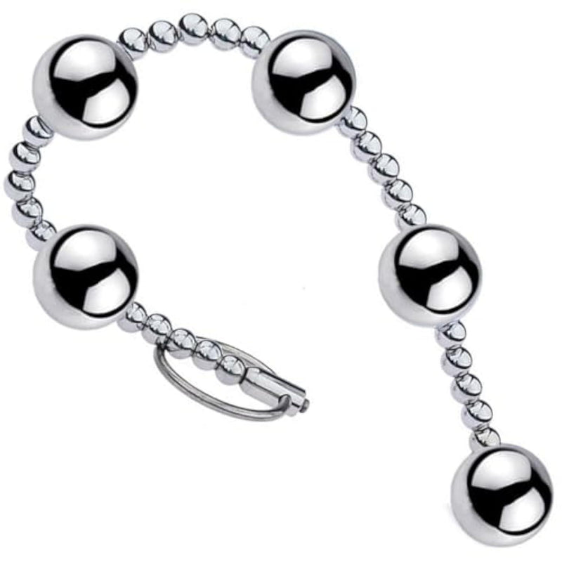 Metal Anal Beads All Steel Ultra Sturdy Butt Bead Plug with Pull Ring for SM Sex Game, Large Long Anal Snake Vaginal Dilator BDSM Toy Ass G-spot Stimulator Prostate Massage Female Adult Sex Toys