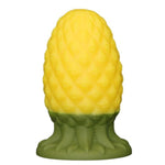 Pineapple Shape Silicone Yellow Round Large Anal Plug with Textures, Reusable Thick Butt Plud Anal Dildo with Suction Cup Adult Sex Toy for Men Women, S