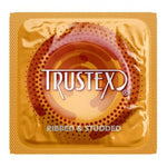 Ribbed and Studded Latex Condoms with Brass Pocket Case, 12 Count