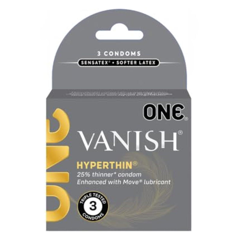Vanish Hyperthin Latex Condoms with Brass Pocket Case, 3 Count