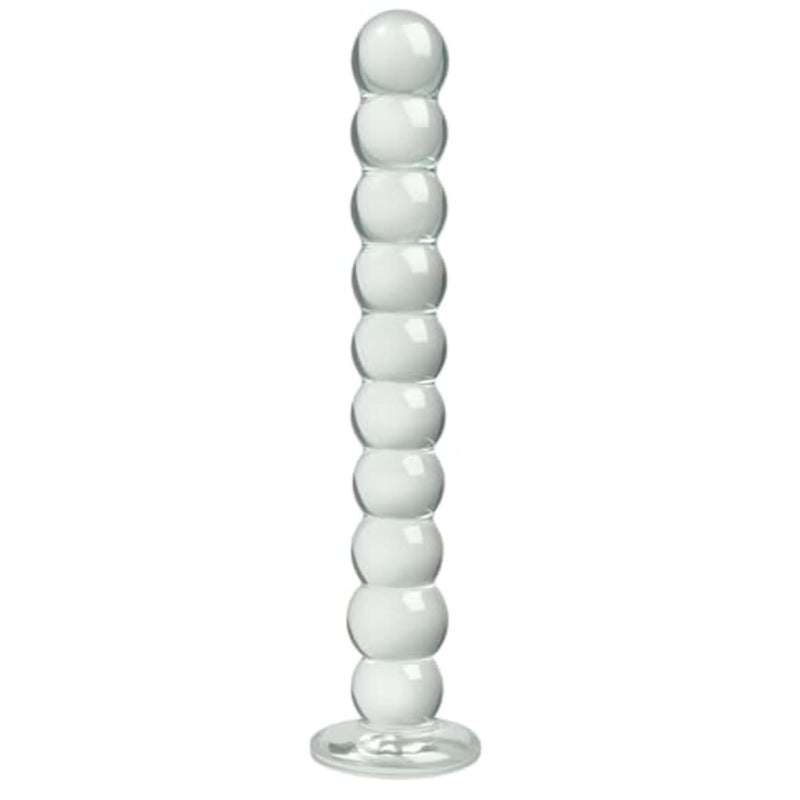 Anal Beads 8.26inch Glas Dildo with 10 Ball Glas Anal Butt Plug with Safe Base, Prostate Massage Anal Dilator Trainer Sex Toy for Man Woman Masturbation