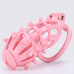 Male Chastity Cage, Large Chastity Device with 5 Sizes Rings and Invisible Lock for Man Penis Exercise Bondage Gear & Accessories Lightweight Adult Sex Toys(5D-Pink)