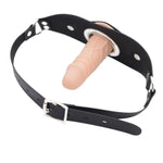 Realistic Silicone Penis Dildo Gag with Adjustable PU Leather Belt for BDSM