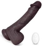 Realistic Thrusting Dildo Vibrator, Strap-On, Remote Control, Brown
