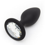 Jeweled 3 inch Silicone Butt Plug for Couples, Black