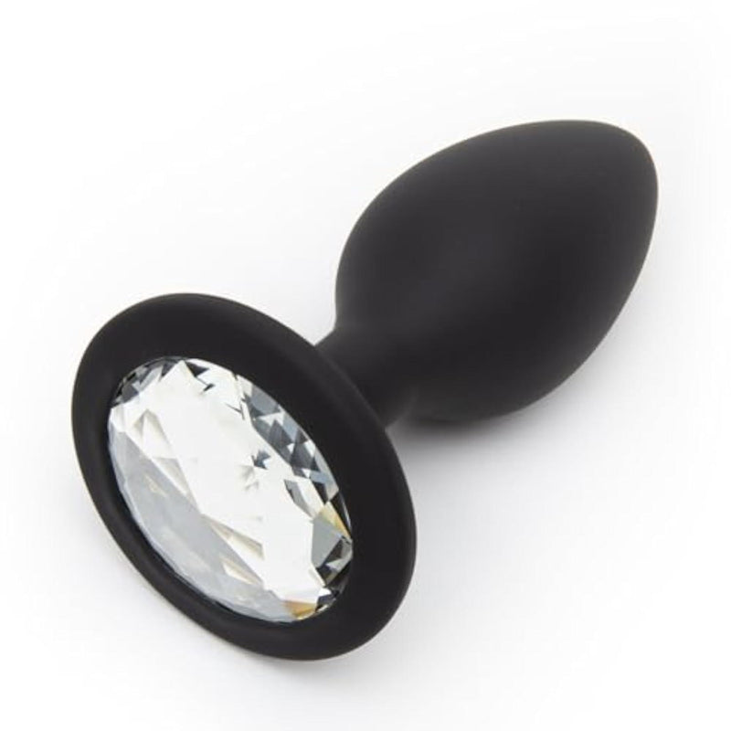 Jeweled 3 inch Silicone Butt Plug for Couples, Black