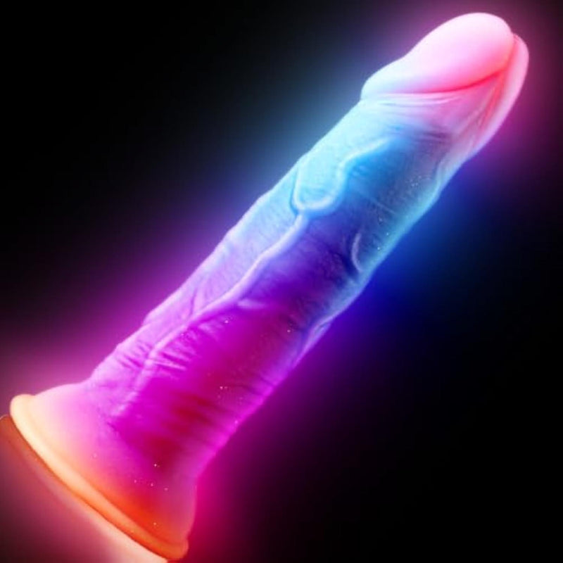Realistic Dildo Luminous Suction Cup G-spot Anal Dildo Dilator Trainer (S)