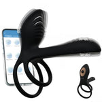 Vibrating Cock Ring for Couples, APP Long Distance Controlled Dual Motor Penis Ring for Men, G Spot & Clitoral Stimulation for Women, Silicone Couple Adult Toy for Bedroom Play (Black)
