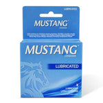 Mustang Ribbed Latex Condoms, 3 Count Pack – Premium Natural Latex, Textured for Extra Stimulation, Electronically Tested, Receptacle Tip