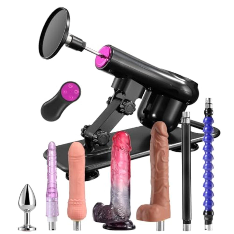 Sex Machine Remote Thrusting Dildo Machine with 8 Attachments