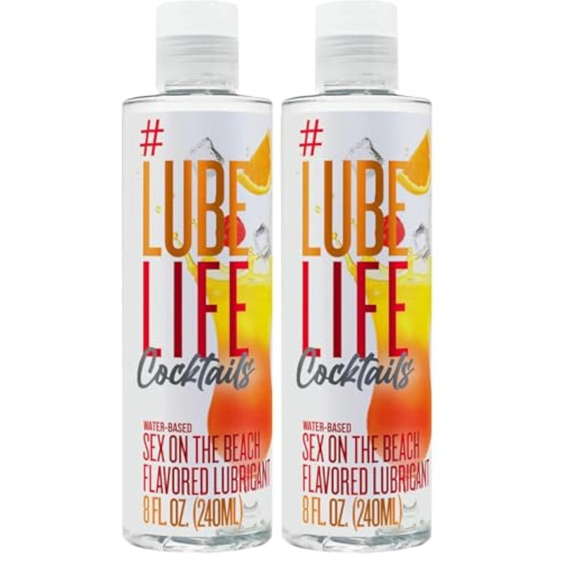 LubeLife Water-Based Fun On The Beach Flavored Lubricant, Personal Lube for Men, Women and Couples, Made Without Added Sugar, 8 Fl Oz (Pack of 2)