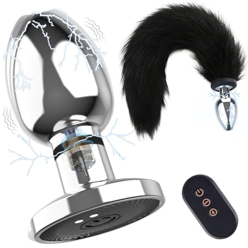 Remote Vibrating Anal Butt Plug Tail,Stainless Steel Prostate Massager