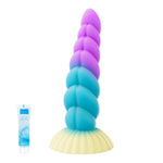 Fantasy Dildo Big Dildo,8 inch Suction Cup Dildos for Prostate & G Spot,Pink & Blue Soft Curved Big Dildos with Ribbed,Silicone Unicorn Anal Sex Toy for Men Women Couples