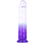 Realistic Clear Dildo No Balls, 9.6 inch Soft G Spot Dildo with Strong Suction Cup, Gradient Purple Lifelike Long Anal Dildo Penis Sex Toys for Beginner Women/Men/Gay