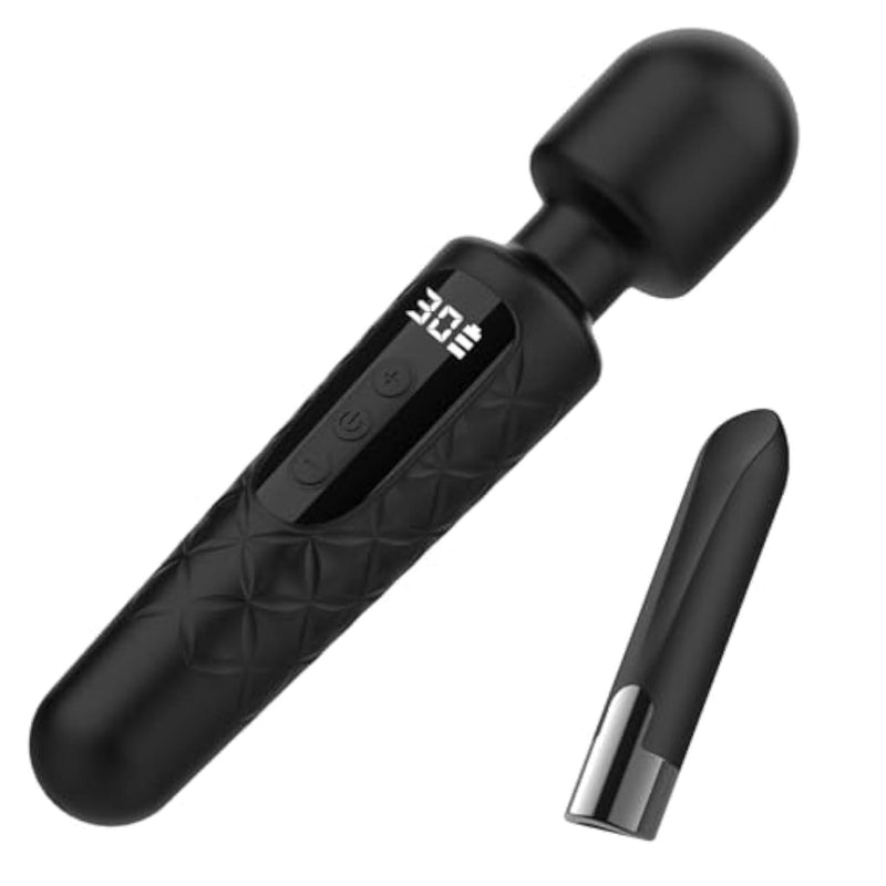 G Spot Vibrator & Bullet Vibrator Set,30 Vibration Modes,LCD Display Mini Female Toy,Silicone Wand Massager Clitoral Stimulator G spot Dildo,Quiet Adult Sex Toy for Women Couples Play