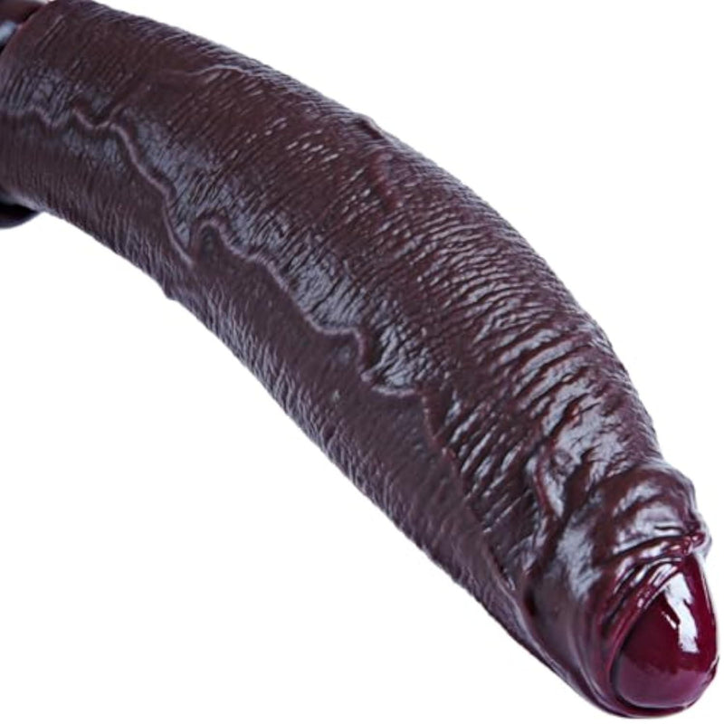 3.2 Inch Diameter Ultra-Thick Giant Realistic Dildo, 13 Inch Huge Foreskin Wide Dildo,Black Dual Density Silicone with Strong Suction Cup, XXL Long Uncut Penis for Anal Fat Toy for Experienced Users