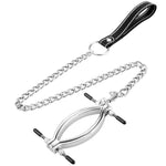Clit Clamp Pussy Opener BDSM Bondage Restraint G Spot Massage Stainless Steel Adjustable Labia Clamps with Leash for Women and Couples