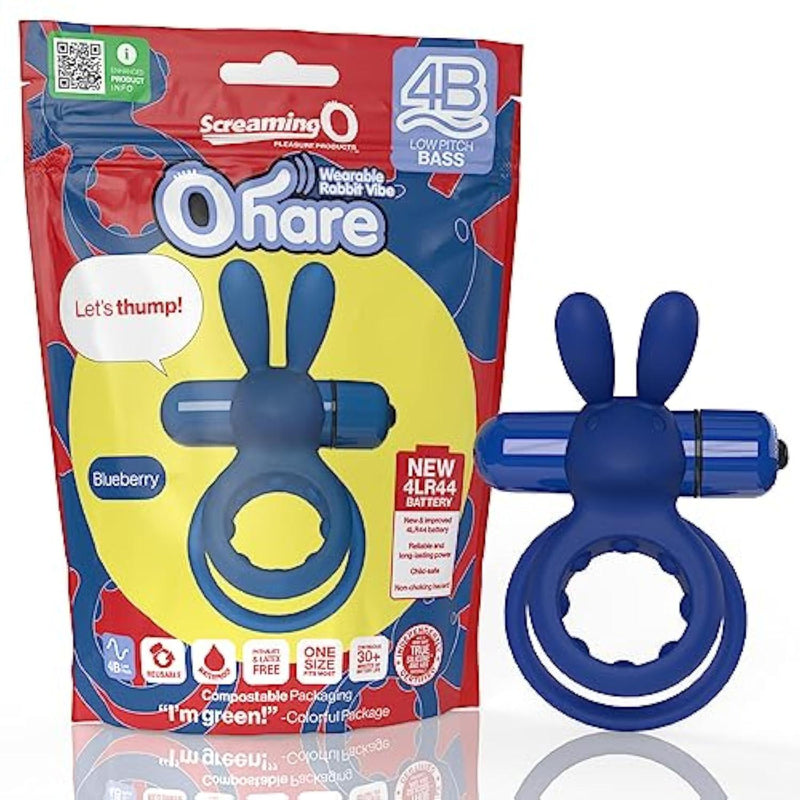Cock Ring for Couples, Vibrating 4B Ohare, Blueberry, 1ct