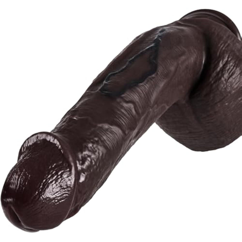 9-Inch Realistic Big Black Dildo Sex Toy, Dual-Density Silicone Lifelike Curved Dildo with Strong Suction Cup, Adult Sex Toys for Women & Men, G-Spot & Anal Play