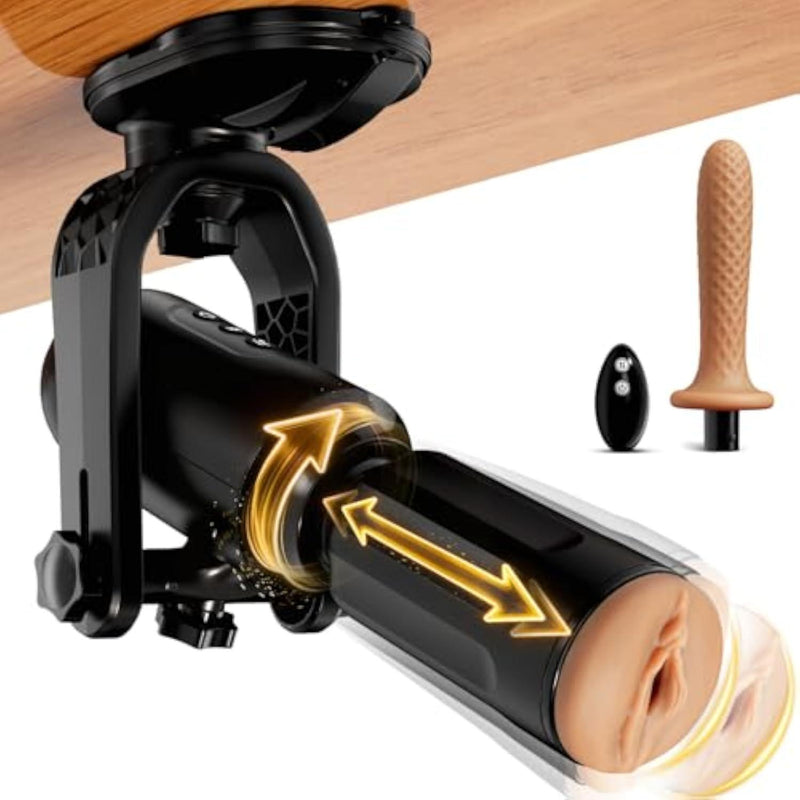 Hands-Free Male Masturbators Sex Machine, Original 360°Adjustable Suction Mount Male Sex Toys with 3 Thrusting & Rotating Modes, Interchangeable Pocket Pussy & Dildo for Men, Women & Couples