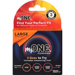 MyONE Custom Fit Larger Sized Condom Sampler | Tailored Width & Length | Max Pleasure | Triple Tested Softer Latex | Lubricated | Nontoxic, Vegan, Non-GMO | Features 3 Large Sizes to Try