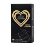 Ribbed Condoms for Men, Medium, Thin Natural Latex, 12 Count