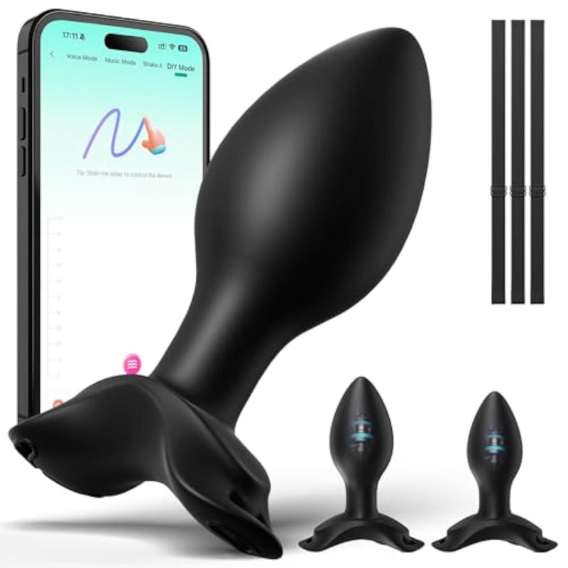 Anal Plug Vibrating Butt Plug, 3PCS Butt Plug Set 360° Rotating Adult Sex Toys with 10 Vibration for Men Women Couples, Anal Toys for Anal Training Prostate Massager, Beginners to Advanced Users Sizes