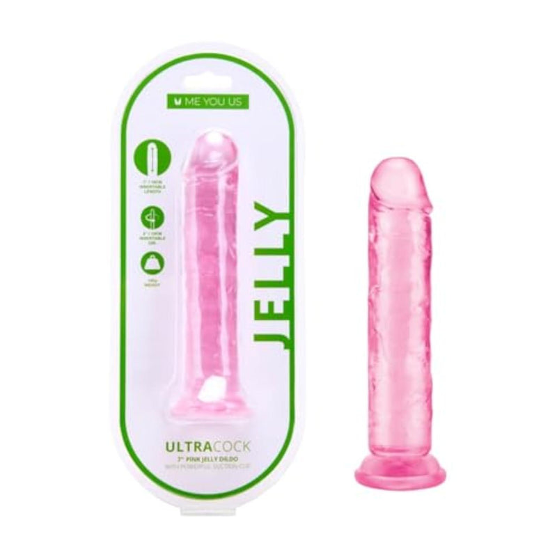 Ultra Cock Jelly Dong, Pink, 7 Inch, Realistic Flexible Dildo