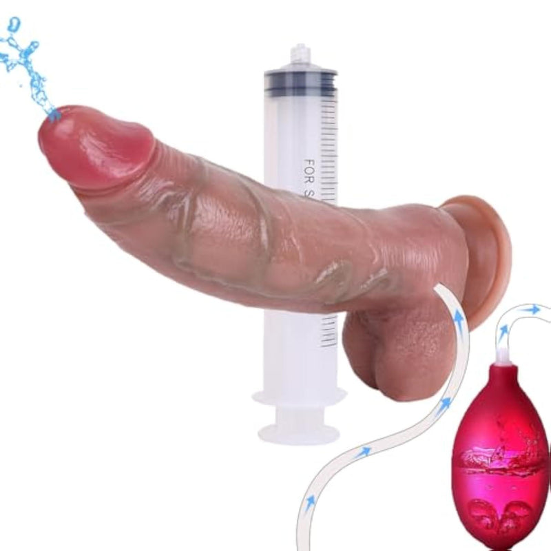 8.26inch Long Realistic Silicone Squirting Dildo, Small Glans Prostate Massager,Women Masturbate Anal Pleasure Anal Play,Adult Strong Suction Cup Men Stimulator Toy