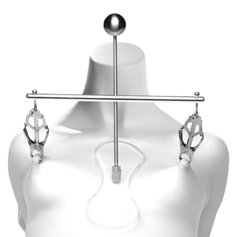- Tower of Pain Nipple Clamps – Stainless Steel & Acrylic, Adjustable Clover-Style Clamps, Non-Piercing, Disassembles for Easy Storage – 1 Piece, Grey – for Women & Couples