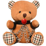 Gagged Bondage Bear for Men, Women & Couples. Soft, BDSM Themed Teddy Bear Stuffed Animal Medium. Cute and Sexy Gift. 1 Piece, Beige and Black.