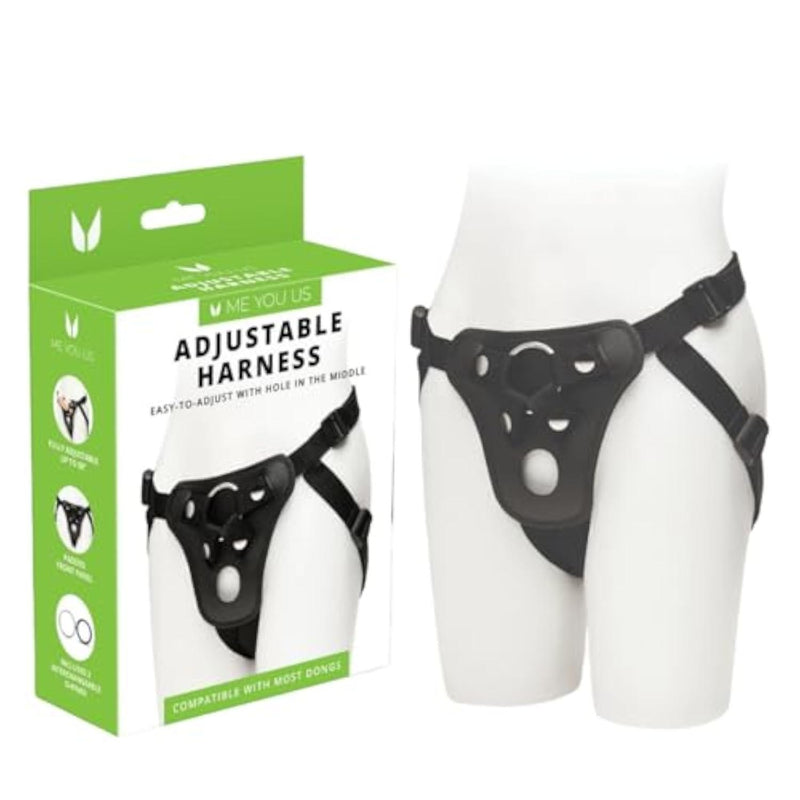 Strap Harness, Black, Unisex Strap Dildo, 1.8 in & 1.2 in
