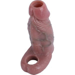 Male Silicone Cock Sleeve Extension Penis Ring Reusable Condom Soft Textured Thick Penis Realistic Dildo for G-Spot and Anal Stimulation