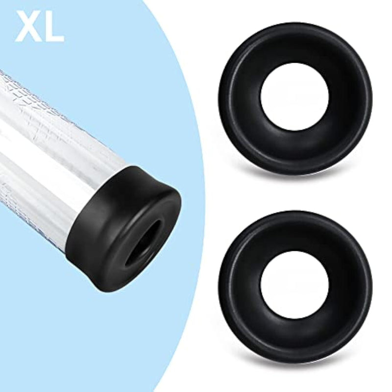 Silicone Sleeves for Penis Pump,Back-up Universal Silicone Base Ring, 2 PCS (XL) Black
