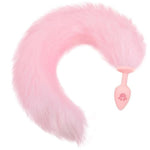 Anal Tail Plug Cat Tail BDSM Furry Tail 18.1in Small Butt Plug Silicone Cosplay Role Play SM Buttplug Style Sexual Accessory Analplug for Anus Sex Ass Plug Toy Men Women Couples Beginners Erotic Pink