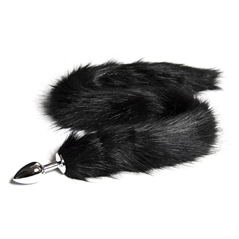 Ooiixx Sexy Fox Tail Cosplay Anal Plug Anal Butt Plug Adult Sex Toys for Women Men Couple Stainless Steel Anal Plug (31" Black)