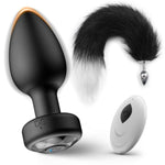 2PCS Anal Plug Vibrator Set – Remote Control Silicone Butt Plug & Fox Tail Metal Plug for Prostate and G-Spot Stimulation – Adult Toys for Men, Women, Beginners and Couples
